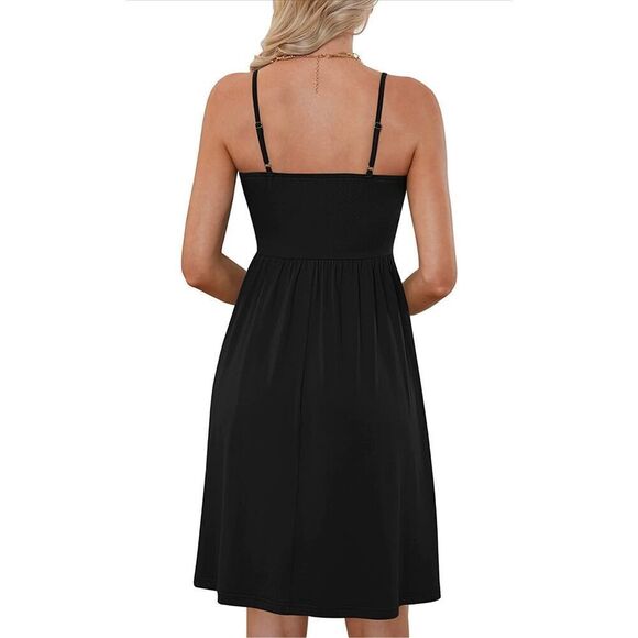 NEW Dress Loose Swing Button Down Midi Dress w/ Pockets 2X - Picture 2 of 4